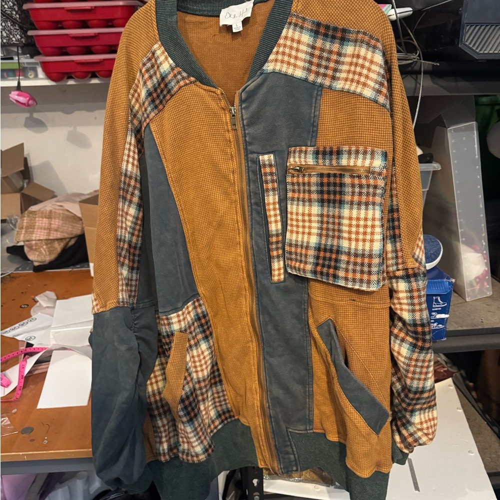 Oli & Hali Patchwork Corduroy Shirt / Shacket size XL - Picture 2 of 2